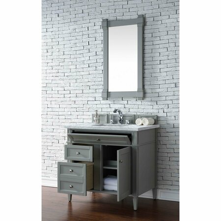 James Martin Vanities Brittany 36in Single Vanity, Urban Gray w/ 3 CM Carrara Marble Top 650-V36-UGR-3CAR